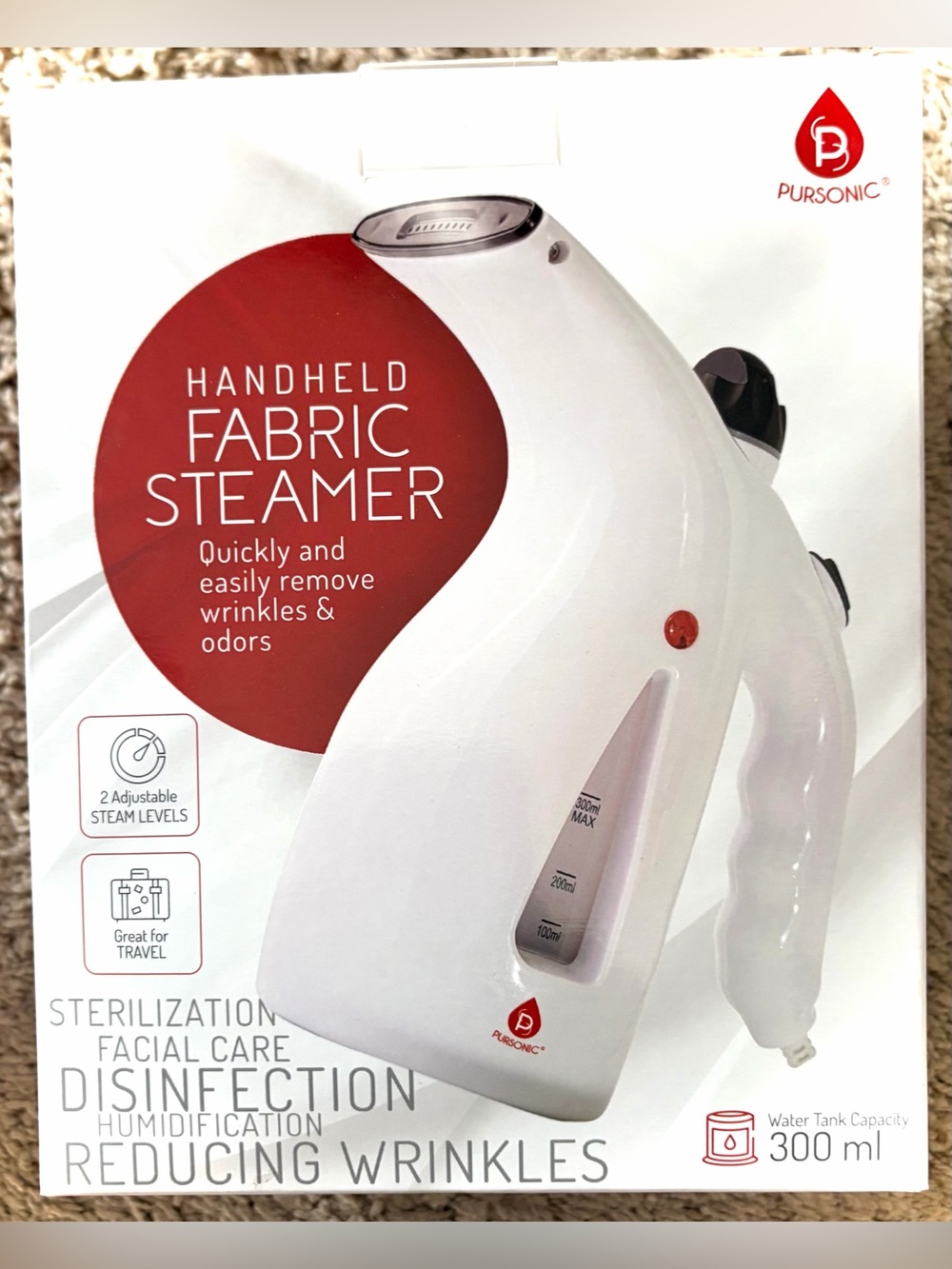 PURSONIC White Handheld Fabric Steamer NIB — Factory Sealed!!